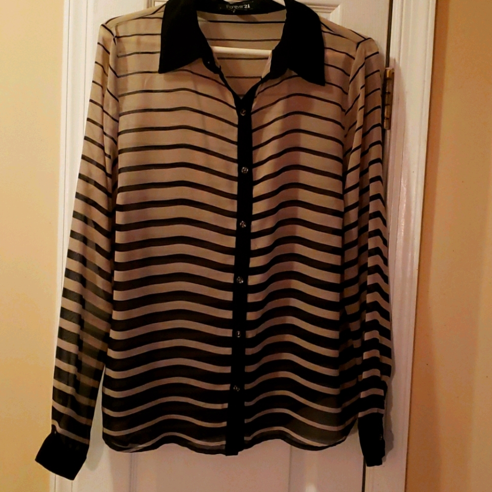Women sheer long sleeve dress shirt